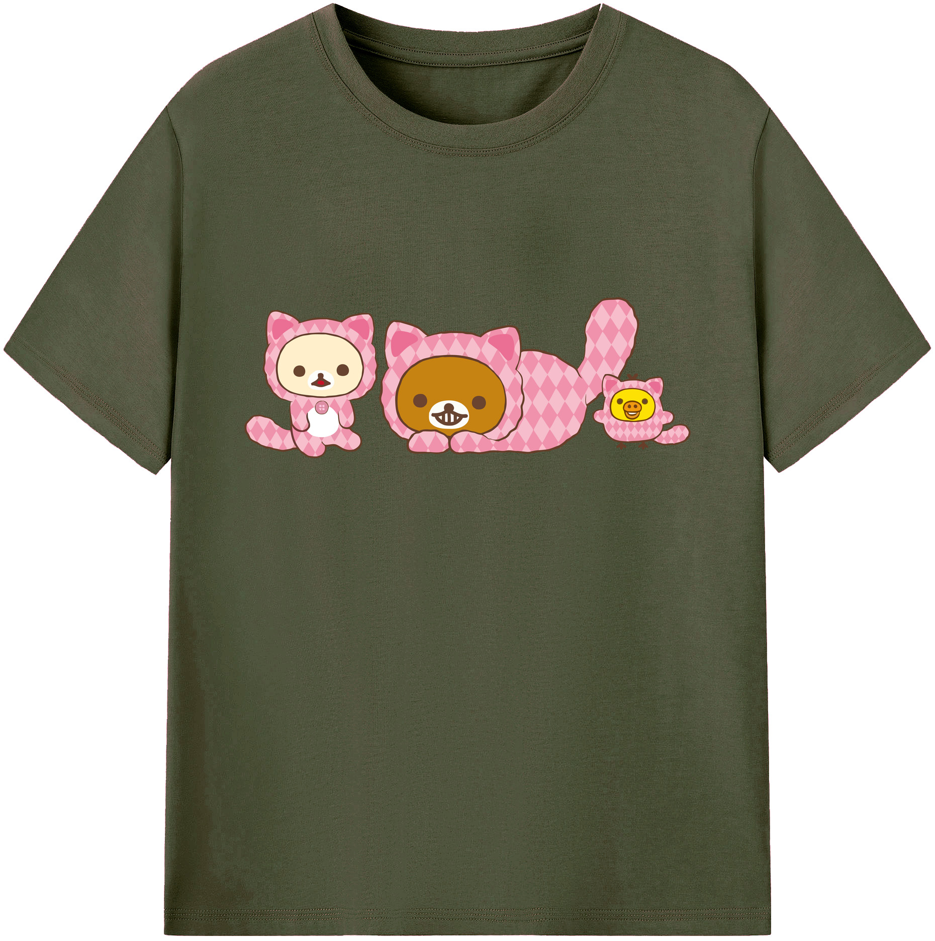 （画像用） リラックマ リラックマ キイロイトリ Rilakkuma Korilakkuma Kiiroitori 綿100％ メンズ半袖Tシャツ｜肌触りやわらか＆通気性